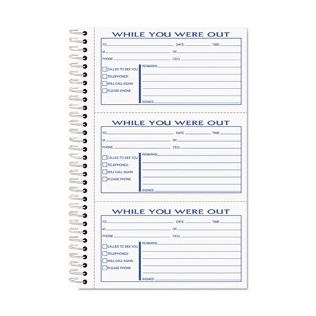 Tops Business Forms TOPS, Spiralbound Message Book, 2 5/6 X 5, Carbonless Duplicate, 300 Sets/book 4006